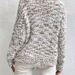Serina™ speckled long-sleeve pullover sweater, relaxed fit, dark heather gray-white knit