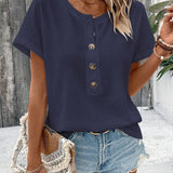 Freyja™ - Schickes Henley-Hals T-Shirt