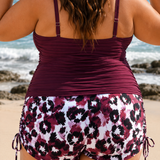 Gabby | Damen-Tankini in Übergröße mit Rippstrick und bedruckten Shorts