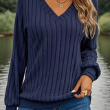 Joan™ - Stilvolles Ripp-V-Ausschnitt Sweatshirt