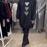 Francine™ - Damen Langarm Herzmuster Sweatshirt
