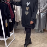 Francine™ - Damen Langarm Herzmuster Sweatshirt