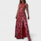Nortrud - Maxikleid mit offenem Rücken und floralem Muster
