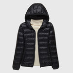 Ultralight quilted puffer jacket with hood, black