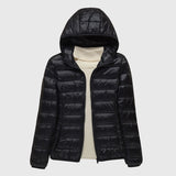 Ultralight quilted puffer jacket with hood, black