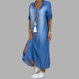 Lea™ - Lässiges langes Denim-Kleid