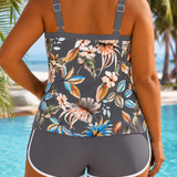 Imke | Ärmelloser Tankini mit U-Ausschnitt und Print in großen Größen für Damen