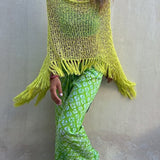 Sonnenuntergang Brise Quasten Strick Cover-Up mit Ausschnitt-Design