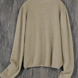 Women’s round-neck cardigan with long sleeves, light beige knit texture, cropped back view