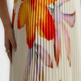 Michelle - Maxikleid mit herzförmigem Ausschnitt und orangefarbigem Blumenmuster