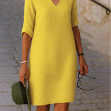 Elvy™ - Elegantes V-Ausschnitt Kleid