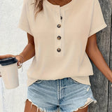 Freyja™ - Schickes Henley-Hals T-Shirt