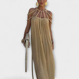 Briar - Maxi-Chic Kleid aus Leinenmischung mit Drapierten Trägern