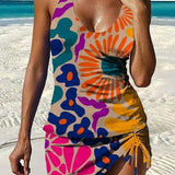 Fiesta – Grafisches Blumenkini mit Shorts, flacher Bauch-Effekt