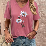Celine™ - Floral V-Ausschnitt T-Shirt