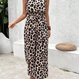 Lita | Damen Jumpsuit mit Neckholder und Leopardenmuster