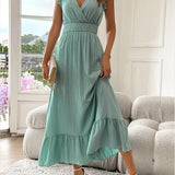 Olivia™ - Elegantes Maxikleid mit tiefem V-Ausschnitt und Rüschendetails