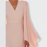 Rachel - Midi-Kleid Roza mit V-Ausschnitt und Chiffonärmeln