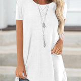 Faye™ - Lässiges Longline Crew Neck T-Shirt