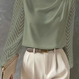 Samanta® | Bluse mit Illusionsärmeln und gerafftem Mocha-Ausschnitt