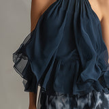Ludovica – Schickes Ensemble mit hochgeschlossenem Blusenshirt und fließenden bedruckten Hosen