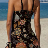 Fiesta – Grafisches Blumenkini mit Shorts, flacher Bauch-Effekt