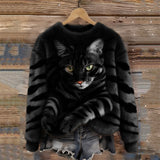 Gemütlicher Plüsch-Sweatshirt mit einem Tiger- und Tabby-Kätzchen-Design
