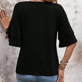 Hazel™ - T-Shirt mit V-Ausschnitt und weiten Ärmeln