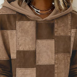 Schicker long-sleeve plaid hoodie in brown with hood and front pocket