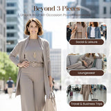 Schickes 3-teiliges Ensemble: Langer Cardigan, Top und Hose