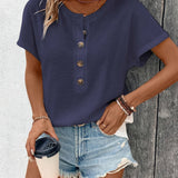 Freyja™ - Schickes Henley-Hals T-Shirt