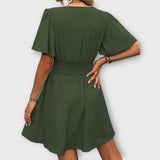 Winslet - Kleid mit Faltengürtel und V-Ausschnitt