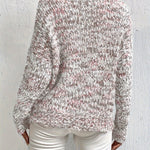 Serina™ speckled long-sleeve pullover sweater, relaxed fit, red-gray white knit