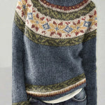 ORIANN A™ retro color-block pullover, long sleeves with ribbed cuffs and hem, dark blue knit