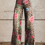 JULIA ROSA & LEOPARD BREIT GESCHNITTETE HOSE
