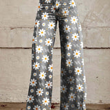 CLARA WEISSE BLUME BREIT GESCHNITTETE HOSE