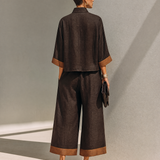 Damen Top & Cropped Weite Hosen Set