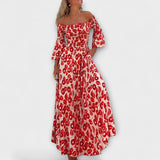 Bella - Kleid mit schulterfreien Trägern und Ozean aus Blumen