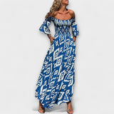Bella - Kleid mit schulterfreien Trägern und Ozean aus Blumen