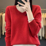 Soft knit sweater in red, long sleeves, V-neckline