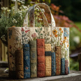 Handgefertigte Matelassé-Tasche - Bücher und Blumen