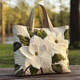 Handgefertigte Stepp-Tasche - Elegante Lilien