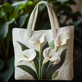 Handgefertigte Matelassé-Tasche - Weiße Arums