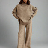 Damen Turtleneck Lounge Set mit Weitbein-Hosen