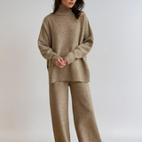 Damen Turtleneck Lounge Set mit Weitbein-Hosen