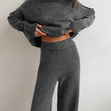 Damen Turtleneck Lounge Set mit Weitbein-Hosen