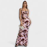 Thalia - Tanzkleid mit floralem Muster und gebundenen Trägern