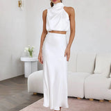 Damen Halter Neck Zweiteiliges Set mit Maxi-Rock