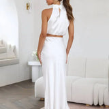 Damen Halter Neck Zweiteiliges Set mit Maxi-Rock