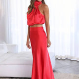 Damen Halter Neck Zweiteiliges Set mit Maxi-Rock